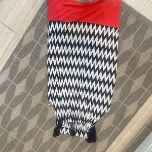 Navy and Orange Chevron Dress